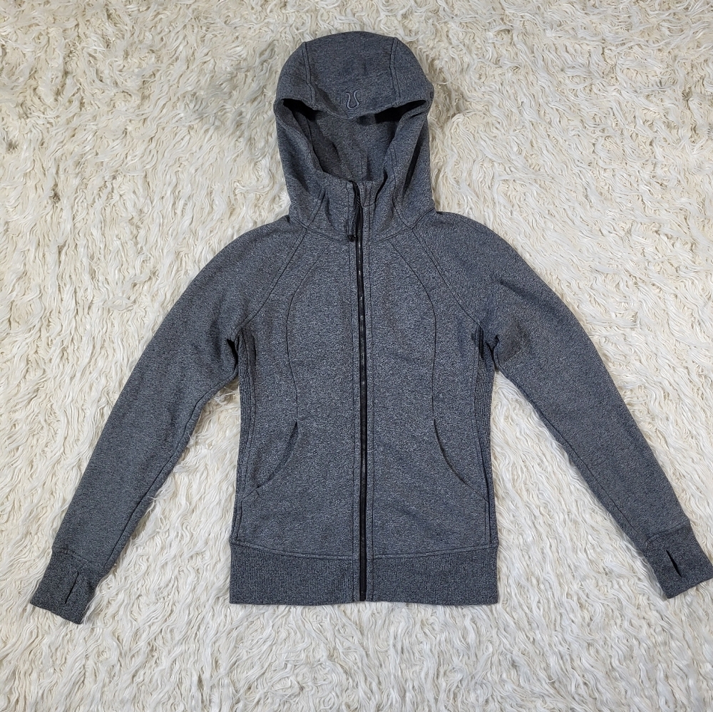 Lululemon Gray Scuba Hoodie Sweat Jacket Fleece Size 4 Athletic Gym Yoga Active